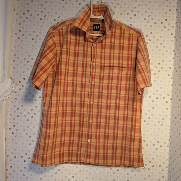GAP Other - 💛 Gap Shirt Vintage Orange yellow plaid Cotton Cowboy Western size XS